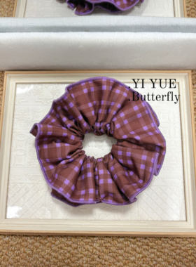 千金可露丽赵露思同款大肠发圈韩系格子四层锁边花苞高弹力发绳女