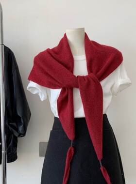 韩国订单/简约ins纯色披肩女冬新款外搭三角巾超细腻护颈围脖围巾