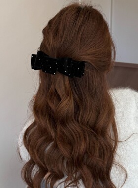 秋冬新款过年红色波点蝴蝶结发夹百搭软糯糯时尚发饰新年可爱头饰