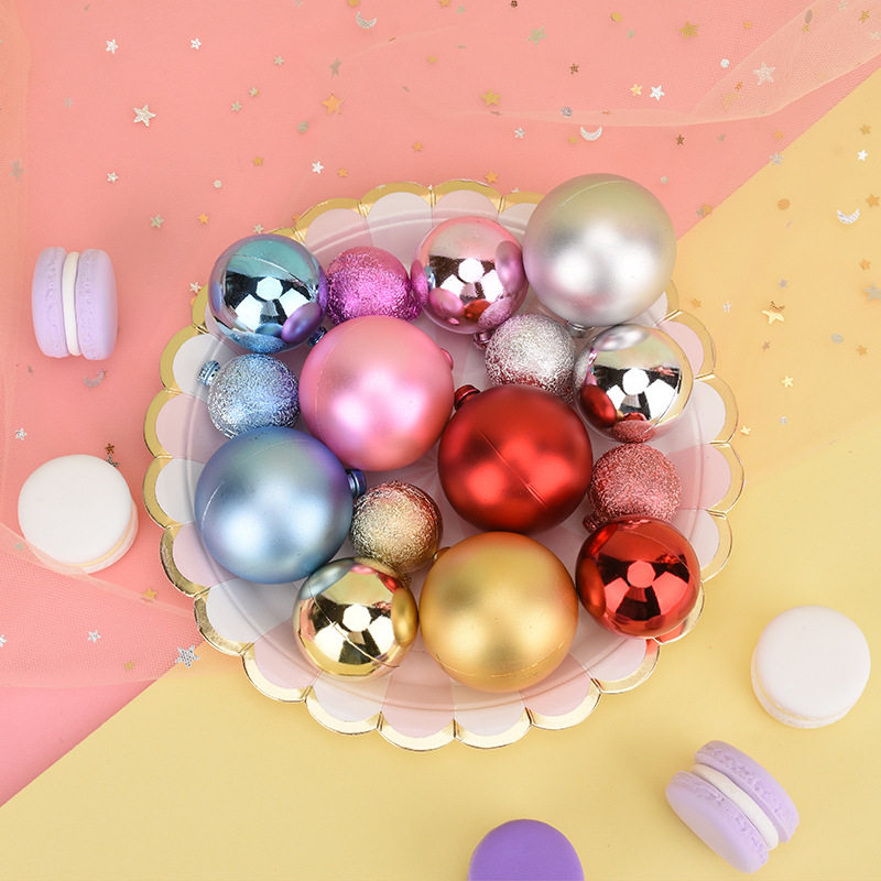 网红蛋糕装饰插牌梦幻炫彩亮色磨砂球圣诞球派对烘焙摆件3个装