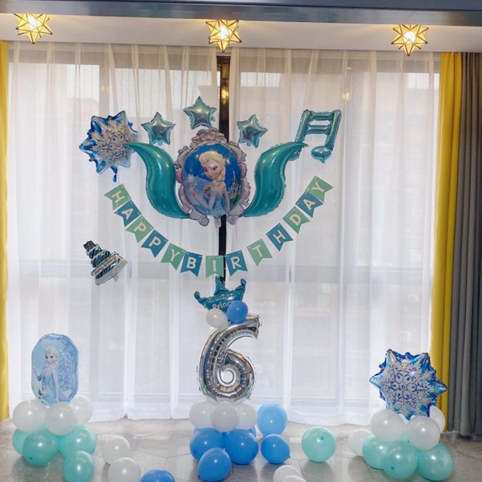 爱莎生日派对趴体场景布置气球