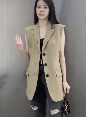 专柜直发2020秋季新款刺绣中长款西装马甲外套女M603WJ1150000