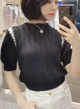 专柜直发2022夏季新款套针织衫上衣打底毛衣6W2RJ5060000
