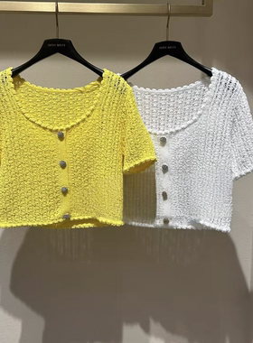 专柜正品2024夏季钻扣镂空套头衫6L2RJ0180000