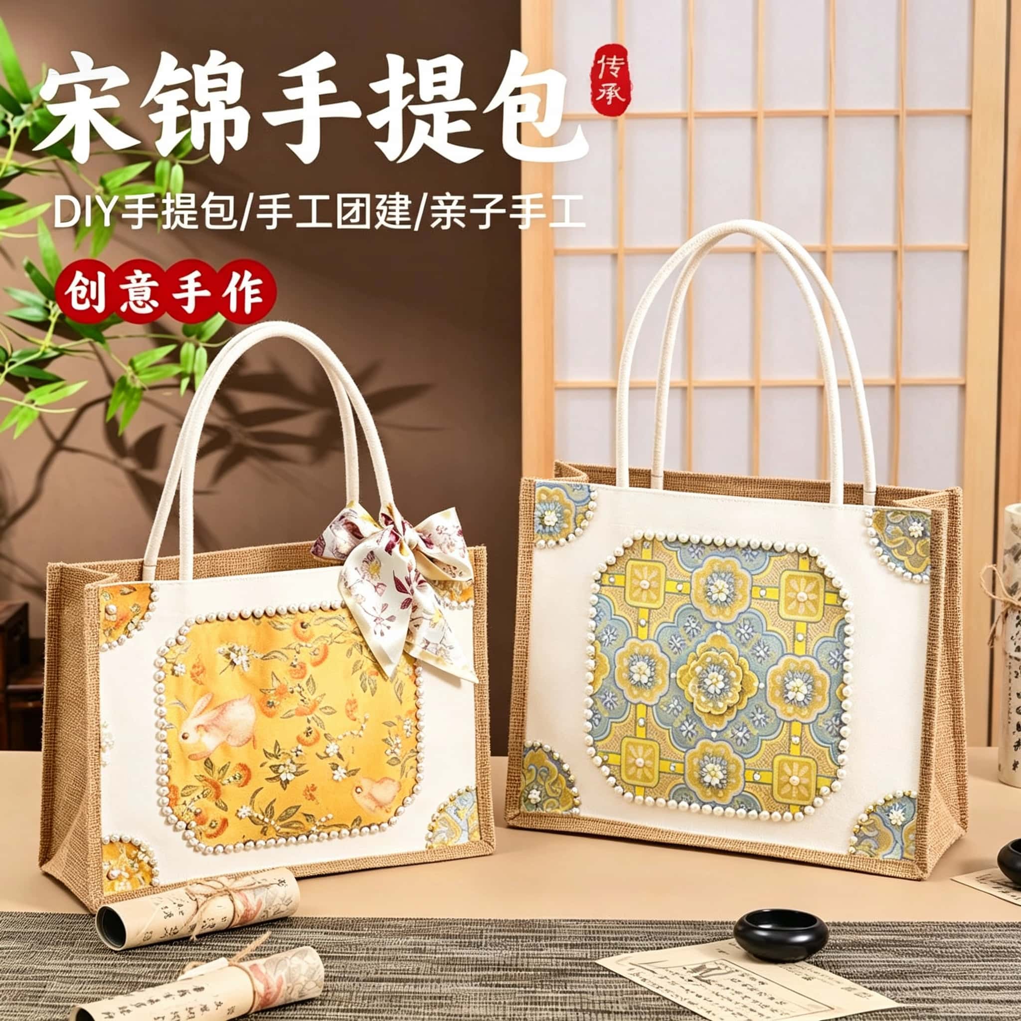宋锦手工diy材料包包企业团建图片