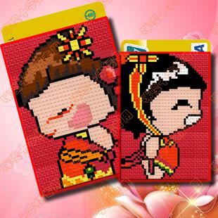 咪嘎十字绣银行卡套公交卡袋地铁卡袋塑料布K265喜结连理红底