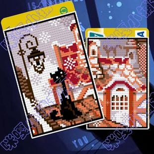 咪嘎十字绣公交卡袋银行卡套线绣材料包K211城市黑猫之思念