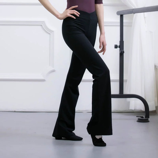 舞蹈裤女棉质直筒微喇叭形体裤跳舞裤子黑色练功裤民舞裤古典舞裤