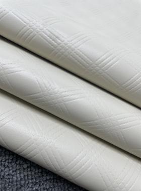 E769进口头层小香风米色菱形羊皮手感手感微软厚度0.8m m