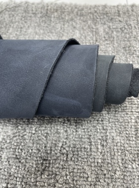 K19厚度1.5mm进口头层深蓝色砂鞣纹牛皮手感微软