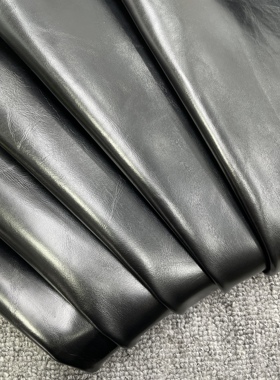 H572厚度1.2mm进口牛皮亮黑色油蜡牛皮手感微软