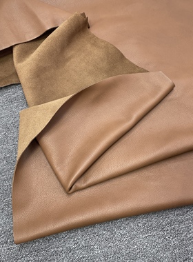 H650厚度1.5mm进口头层黄棕色全粒面自然纹牛皮 手感微软