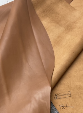 H802厚度1.1mm进口头层浅棕褐色平纹牛皮 手感微软