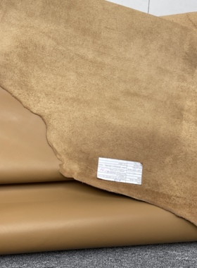 H807厚度1.2mm进口头层浅鞍棕色平纹牛皮 手感微挺 27平方英尺