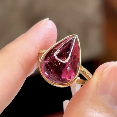 【挚爱碧玺】珍贵老料 18K金钻石镶嵌碧玺卢比来戒指   8.255ct