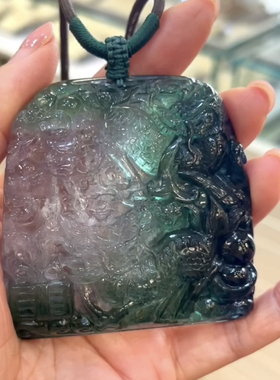 【挚爱碧玺】珍贵老料 巴西碧玺大龙袋大吊坠 雕工精美