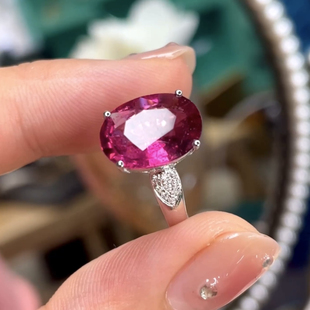 【挚爱碧玺】珍贵老料 18K金钻石镶嵌碧玺卢比来戒指   4.5ct