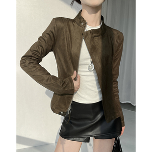 MianCun解构蜂腰夹克上衣两色薄软麂皮立体裁片勾勒身型外套女