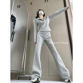 卫衣女气质两件套高腰显瘦休闲裤 短款 运动套装 MianCun连帽修身