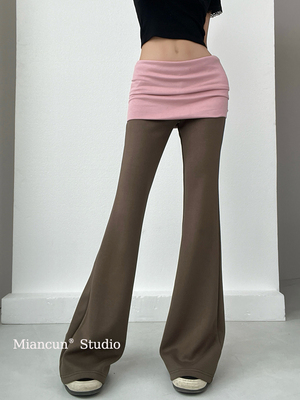 居家系列拼色假两件休闲裤