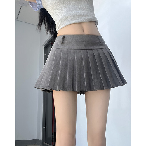 MianCun玩转解构拼接双腰头百褶半身裙女休闲设计感百搭A字短裙