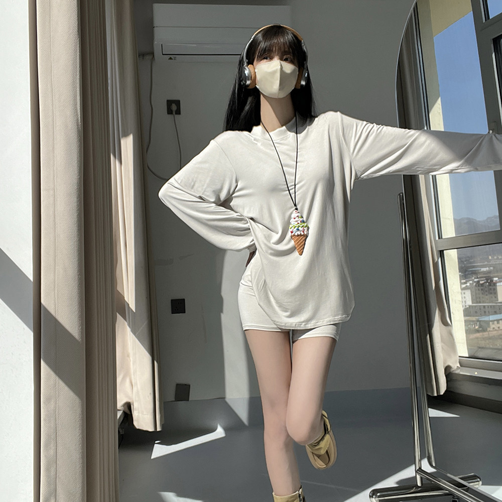 MianCun卡戴珊同款慵懒松弛莫代尔宽松长袖T恤女瑜伽短裤家居套装,女装/女士精品,时尚套装,淘宝优惠券,粉丝福利购,淘宝优惠卷