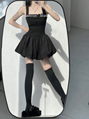 棉村 蓬蓬短裙 芭蕾风收腰无袖 法式 甜酷方领花苞吊带连衣裙女夏季