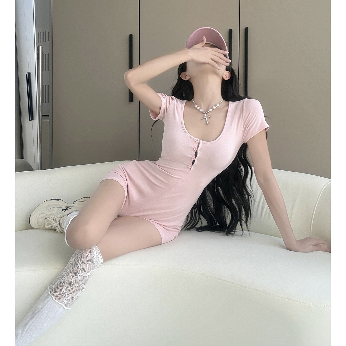 MianCun普拉提瑜伽连体衣女运动短袖T恤绝美训练连体服健身套装图片