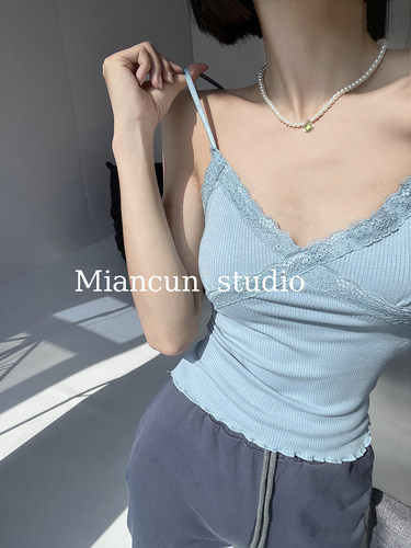 棉村蕾丝花边内搭小背心女