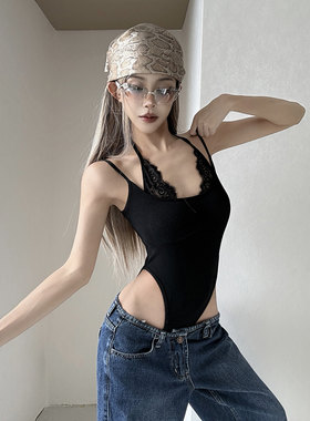 挂脖绑带一体式连体剪裁吊带背心