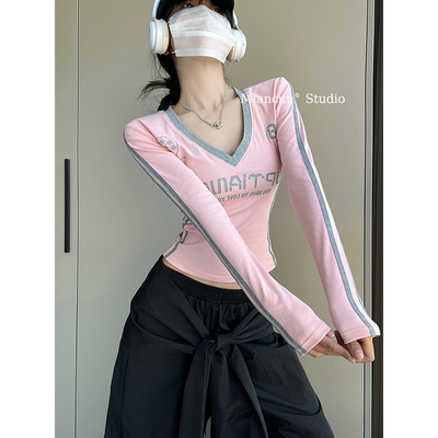运动辣妹球衣修身上衣
