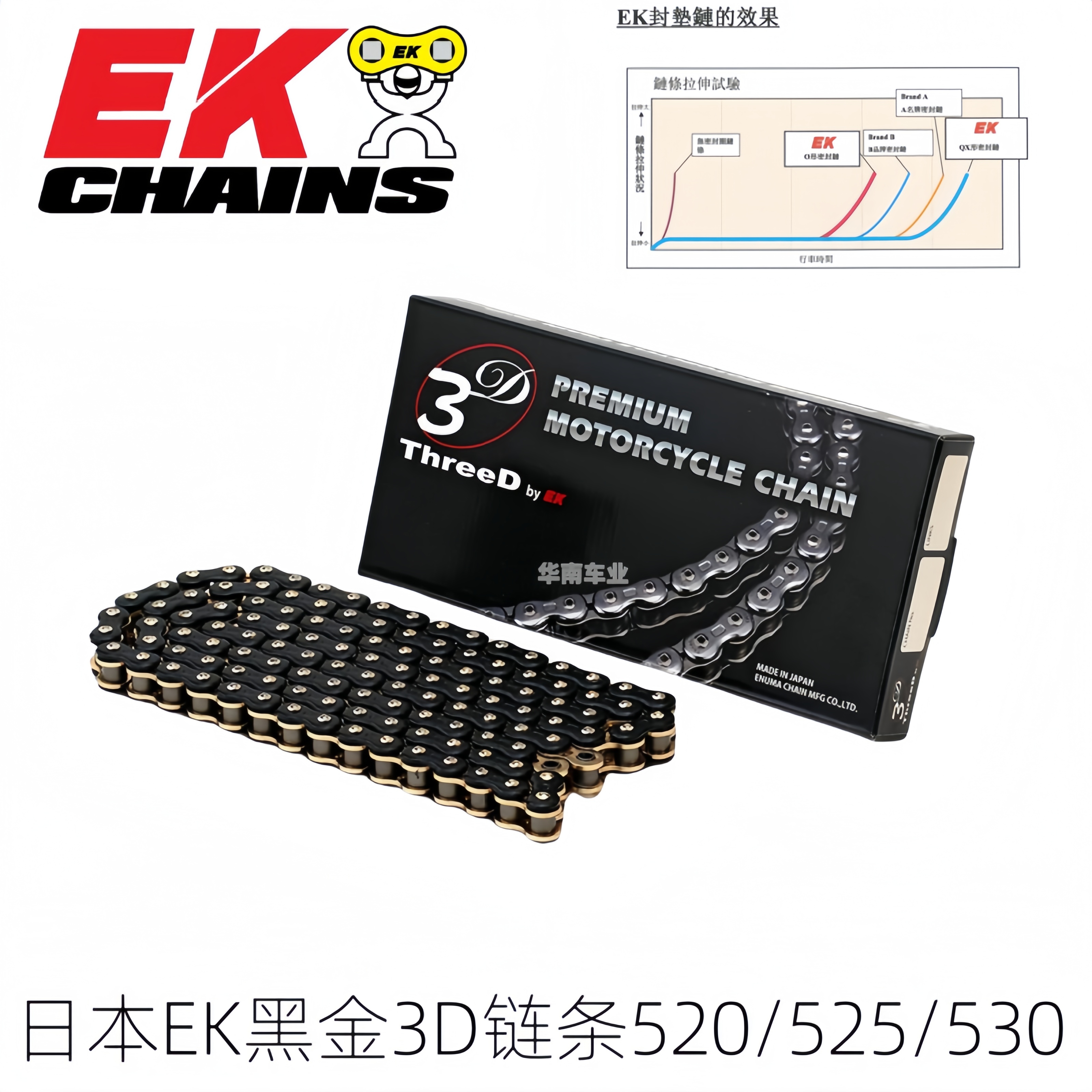 日本EK摩托车改装3D黑金油封链条