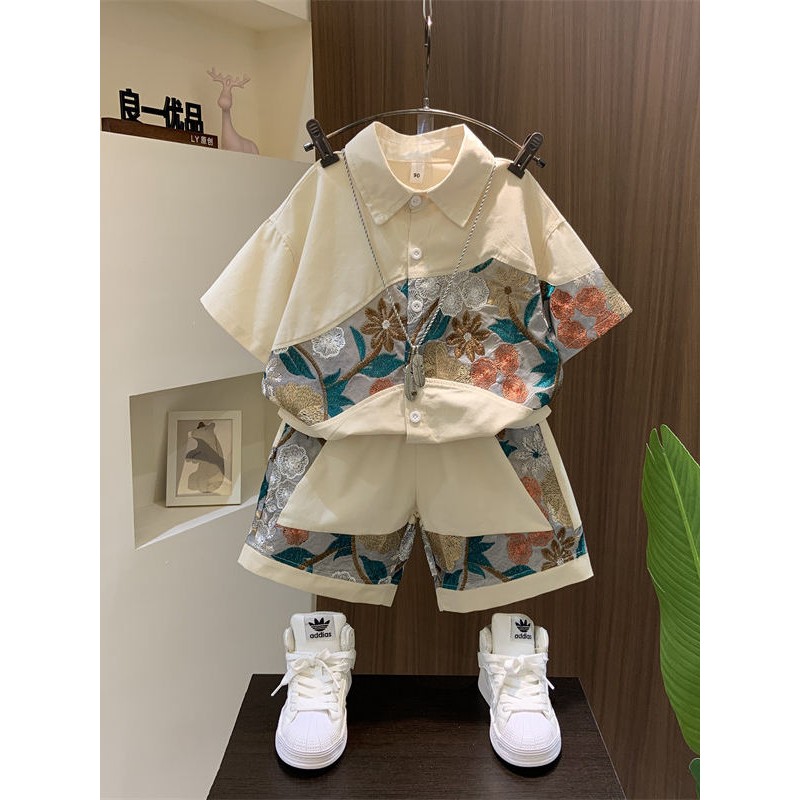 男童夏天短袖衬衫套装202