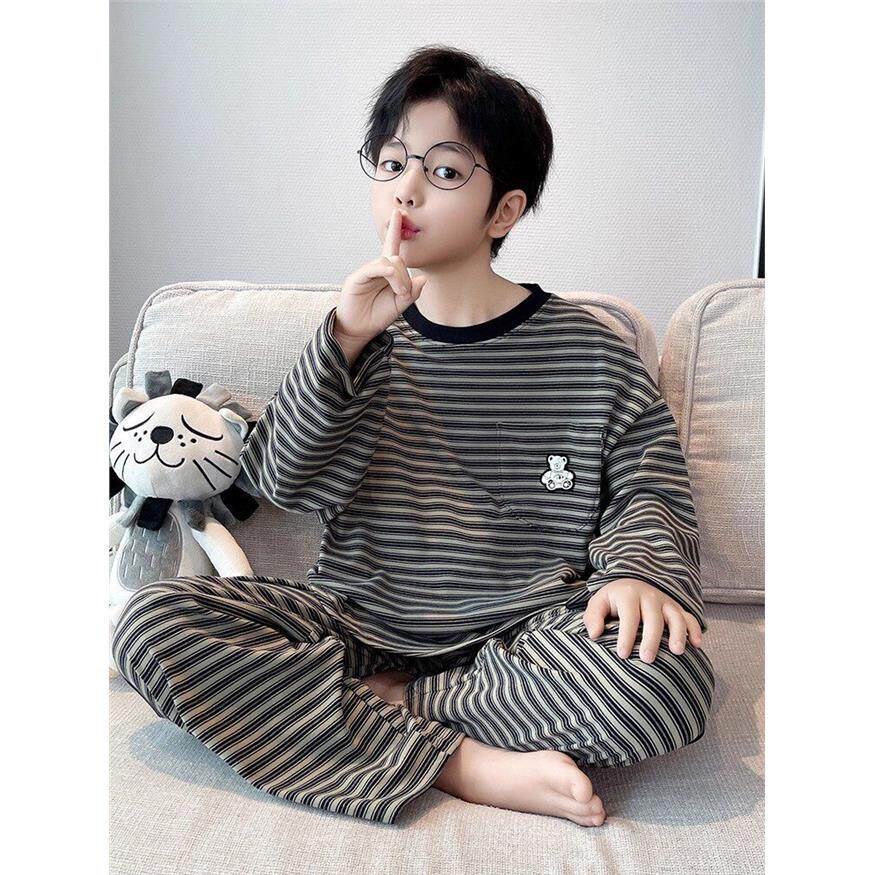 法国Uamtor男童秋冬睡衣2025新款青少年家居服德绒中大童保暖套装