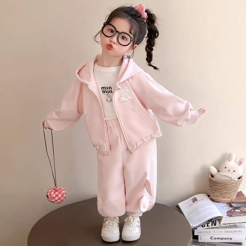 法国女童春装运动套装2026新款儿童开衫卫衣两件套宝宝春秋款衣服