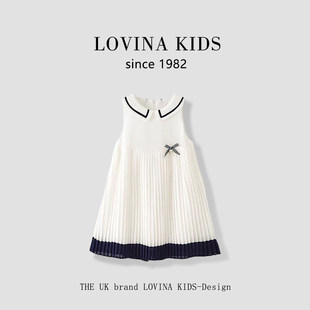 LOVINA女童雪纺洋装无袖背心裙夏季装新款中大童洋派女孩百褶裙