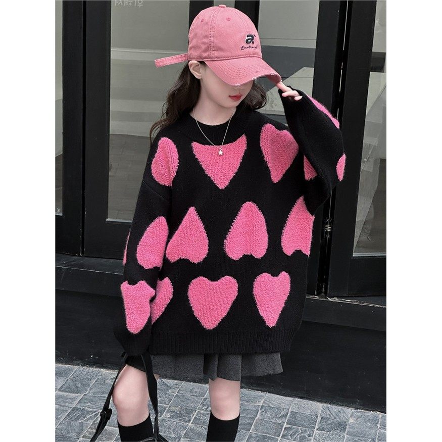 法国轻奢潮童女童毛衣中长款冬装女大童新款时髦打底加厚针织衫潮