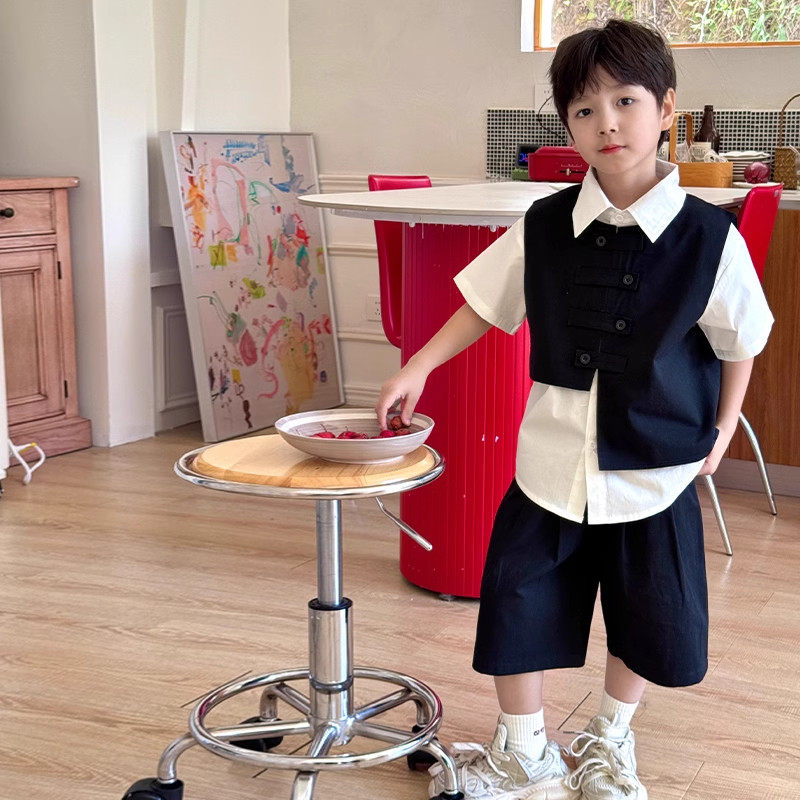 英国Next Kiss男童套装夏装2025新款演出礼服儿童西装马甲三件套