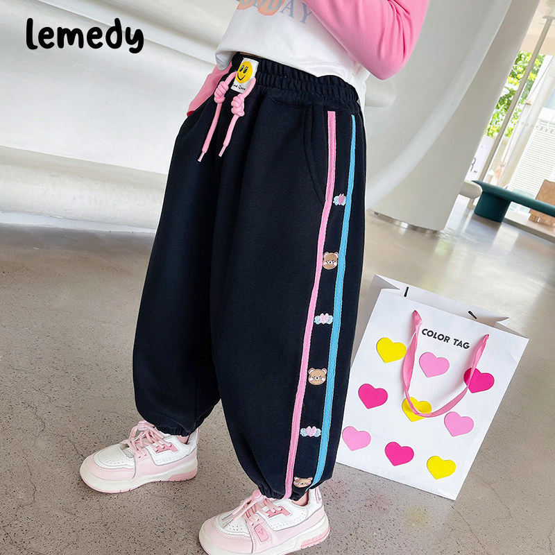 韩国Lemedy女童运动裤子春秋2026新款儿童春装外穿女宝宝休闲卫裤