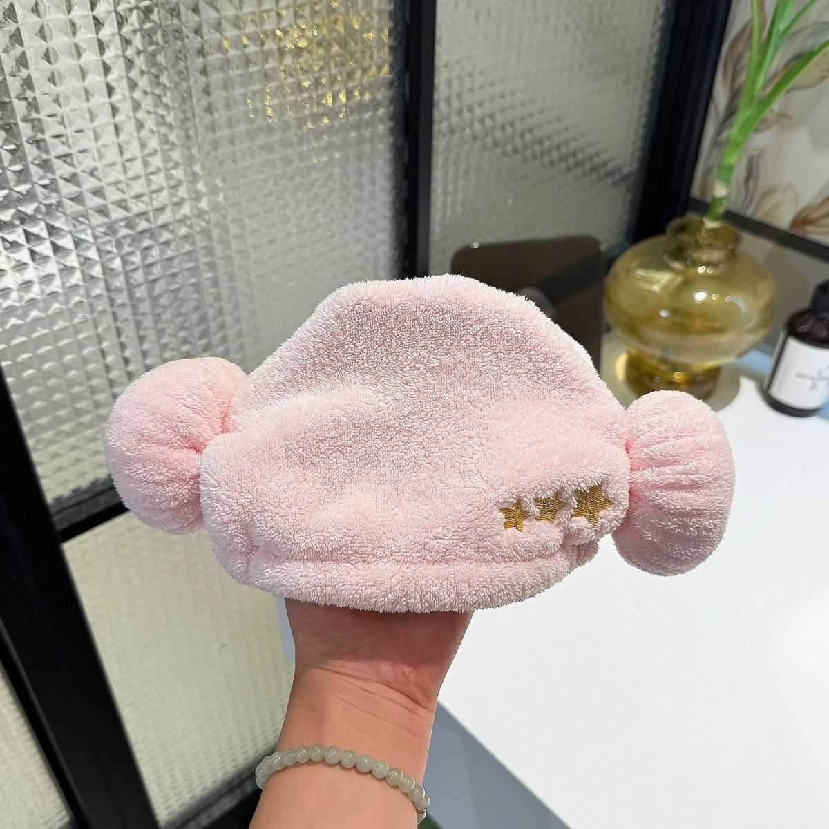 婴儿干发帽小月龄羊角浴帽超强