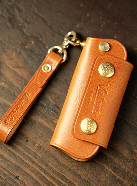 手工牛皮钥匙包男士拉链腰挂汽车钥匙包真皮迷你包女多功能一体包