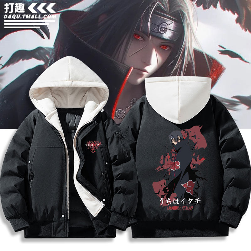 宇智波鼬晓组织火影忍者联名羽绒棉服外套夹克男女青少年休闲宽松