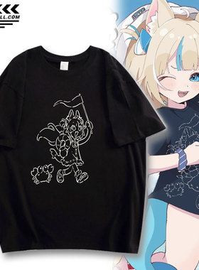 Sameko Saba联名短袖鲨鱼子Vtuber二次元纯棉T恤男女半袖痛衣服夏