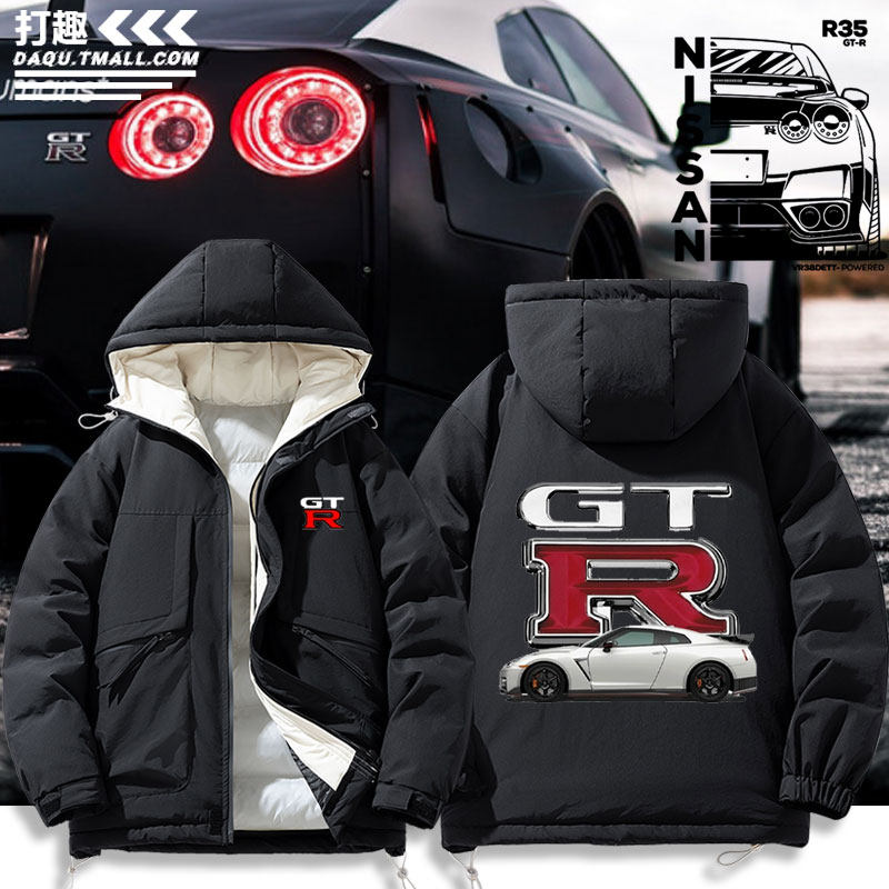 日产尼桑GTR战神R35R34改装车队羽绒棉服外套休闲夹克秋冬男女潮