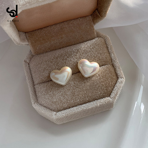 人鱼姬色仙女爱心珍珠耳钉