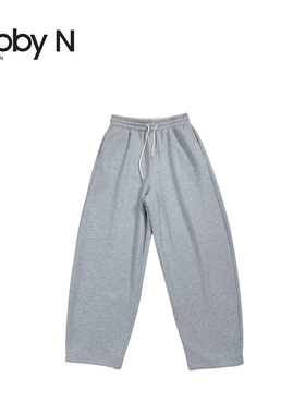 自留超级推荐~宽松紧腰加绒加厚香蕉廓形休闲长卫裤/灰色SML