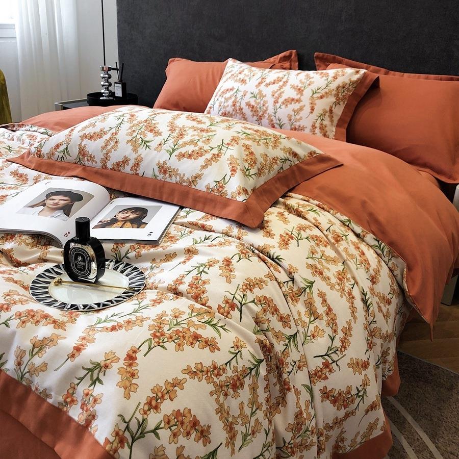 秋冬高端美式50支全棉长绒棉加厚磨毛四件套纯棉被套保暖床上用品