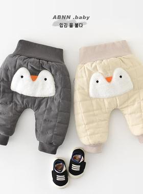 新生儿裤子儿童冬季加厚卡通小企鹅大pp裤宝宝外穿加厚棉裤55626