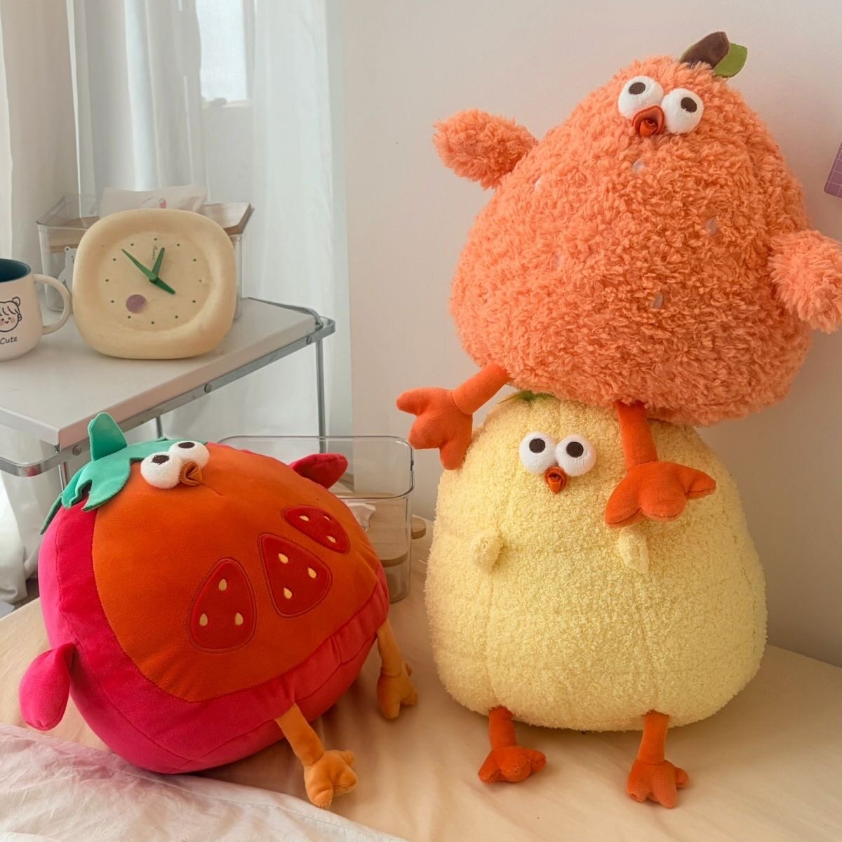创意搞怪火龙果墩墩鸡毛绒玩具公仔菜鸡玩偶娃娃床上生日礼物抱枕