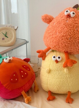 创意搞怪火龙果墩墩鸡毛绒玩具公仔菜鸡玩偶娃娃床上生日礼物抱枕